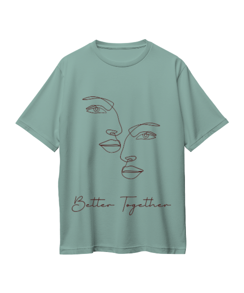 Better Together — Couple Line Art Oversized Tee