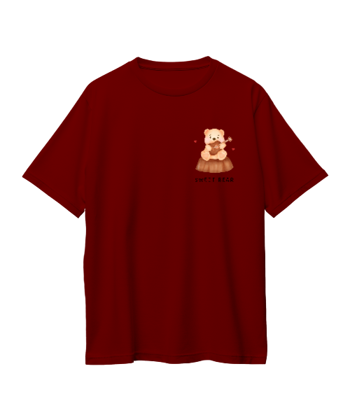 Teddy Bear Pocket Print Oversized Tee — For Kids & Teens