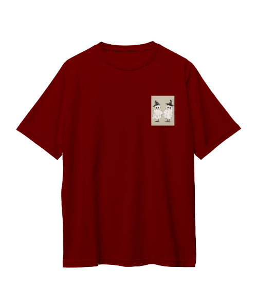 Vintage Ghost Patch Maroon Oversized Tee