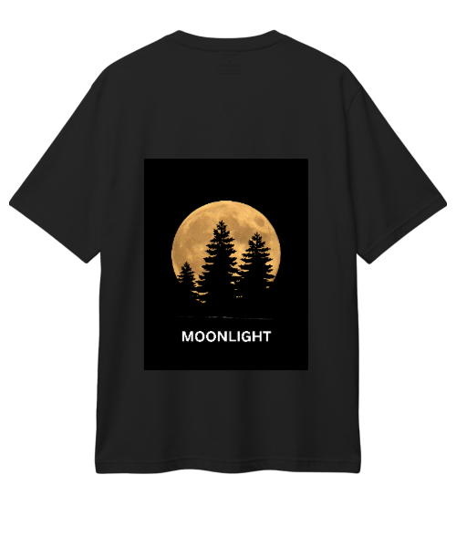 Moonlight Graphic Oversized Black T-Shirt