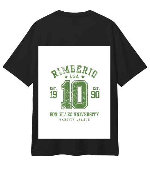 Rimbeerio Varsity Graphic Oversized Black T-Shirt