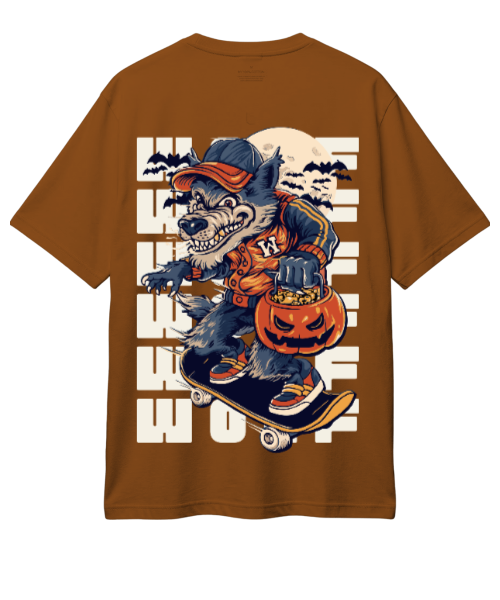 Werewolf Skater Oversized T-Shirt – Halloween Graphic