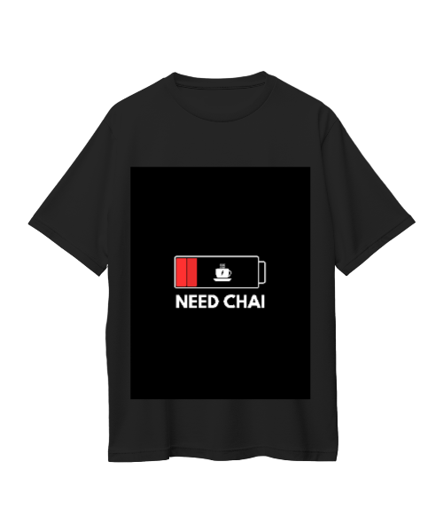 Need Chai — Low Battery Graphic Oversized T-Shirt