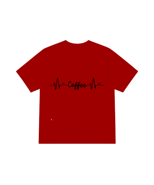 Coffee Heartbeat Kids T-Shirt | DTF Print | Red | Sizes 6M–12YR